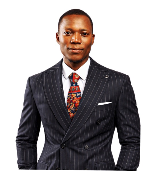 Kayode Hamzat in a pinstripe suit